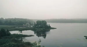 Misty landscape with soft natural light in Canada