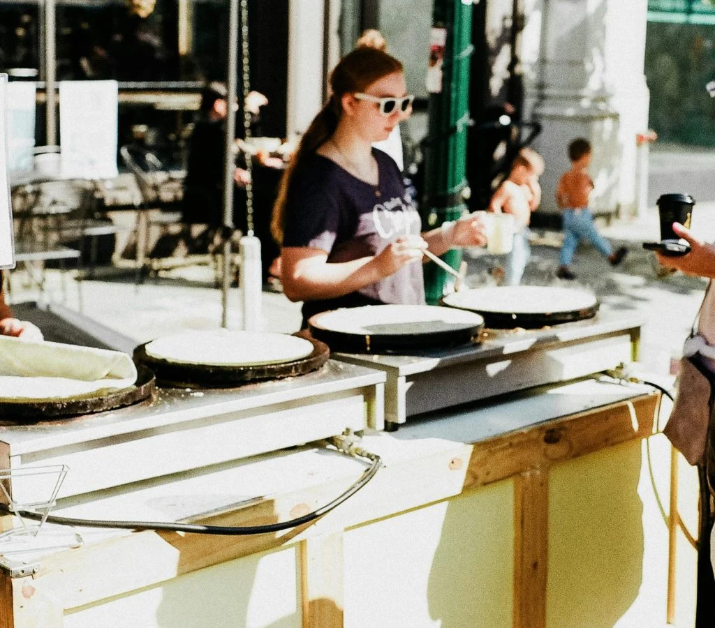 Weekend market scene in Canada with local food vendors and community activities