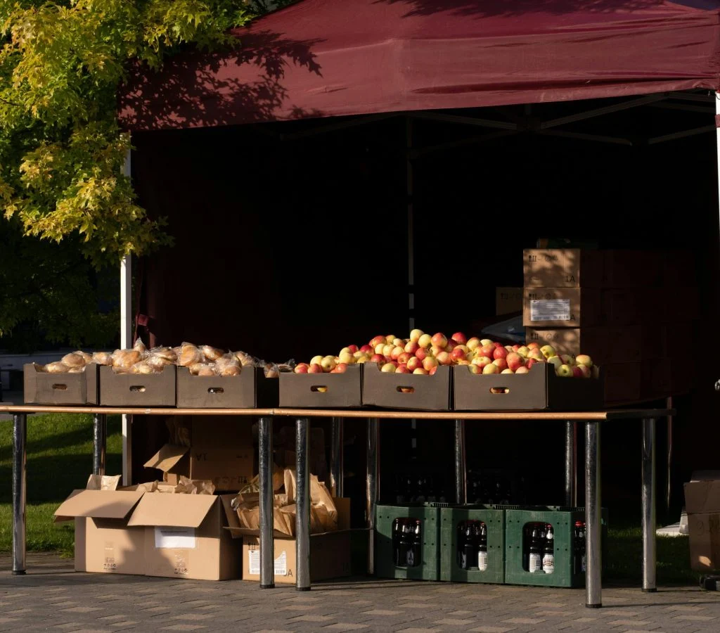 Fresh produce on display at a Canadian seasonal market