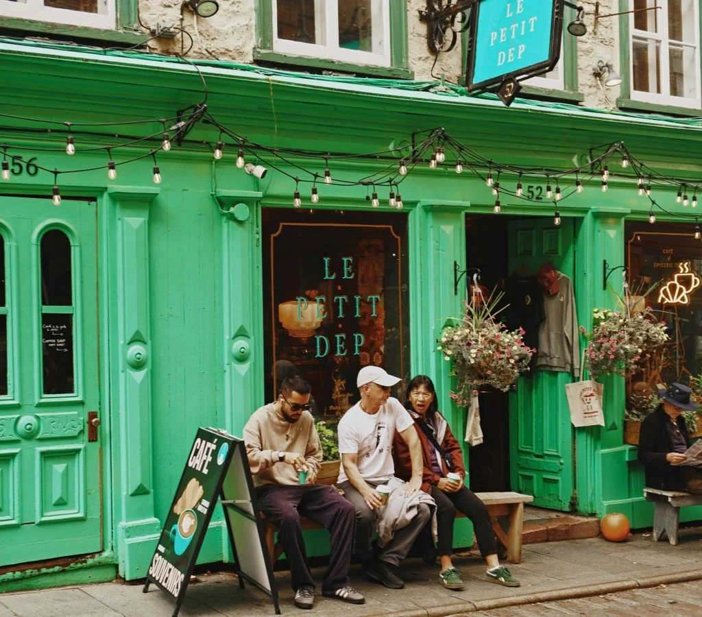 People socializing at a Canadian café