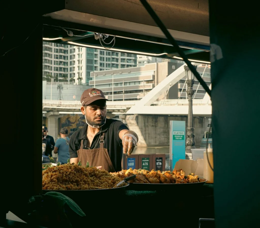 People gathering at a local Canadian food market
