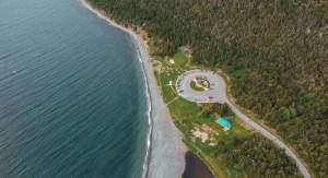 coastal road curves in Canada shoreline